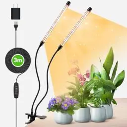 Produktbild: COKOLILA 2 Köpfe Pflanzenlampe LED, 160 LEDs Vollspektrum Pflanzenlicht, 3000K 5000K 660nm Pflanzenleuchte für Zimmerpflanzen mit Timer, 3 Lichtmodi, ideal für Pflanzen(Mit Adapter)