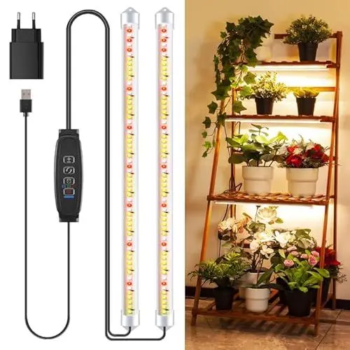 Produktbild: COKOLILA 2 Stäbe Pflanzenlichtstreifen, Pflanzenlampe Vollspektrum mit 120 LED, Pflanzenlicht mit Auto ON/Off Timer 3/9/12H, 3 Lichter Modi, Pflanzenleuchte für Zimmerpflanzen