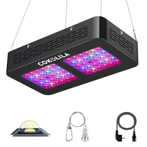 Produktbild: COKOLILA Led Grow Lampe, M300 130Watt Pflanzenlampe Vollspektrum mit IR, Dual-Chip & Dual-Linse, flexibler VEG & BLOOM Schalter, Dasiy Chain Funktion Grow Light für Zimmerpflanzen, Gemüse, Blume