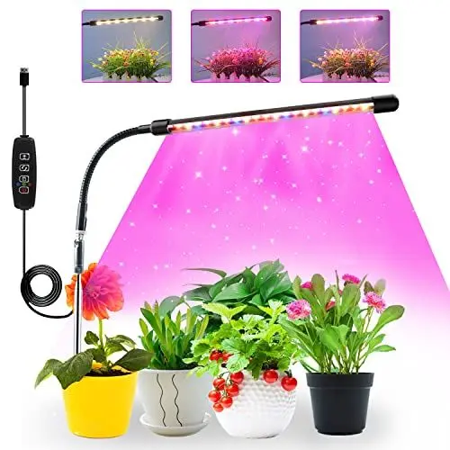 Produktbild: COKOLILA Pflanzenlampe LED, Vollspektrum Pflanzenleuchte für Zimmerpflanzen, höhenverstellbares Pflanzenlicht mit 3/9/12H Timer, 10 Helligkeit, 3 Lichtmodi, ideal für kleine Pflanzen (kein Adapter)