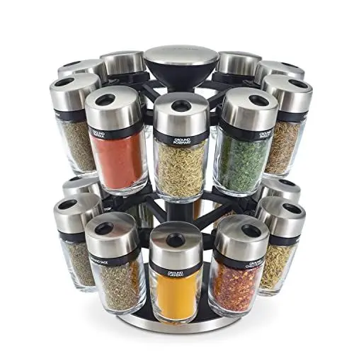 Produktbild: Cole & Mason H121809 Cambridge Gewürzregal mit 20 Gewürzgläsern, 360 Gewürzkarussell/Gewürzregal Stehend, Edelstahl/Glas, Gewürze/Kräuter enthalten