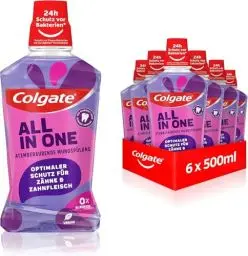 Produktbild: Colgate Mundspülung All In one 6x500 ml – für sofortige & anhaltende Frische und Kariesschutz – antibakterielle Mund- und Zahnreinigung ohne Alkohol** für optimalen Schutz