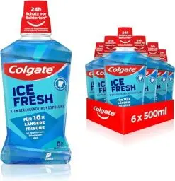 Produktbild: Colgate Mundspülung Ice Fresh 6x500 ml – für sofortige & anhaltende Frische – antibakterielle Mund- und Zahnreinigung ohne Alkohol** für optimalen Schutz