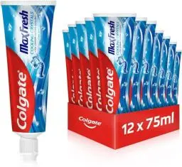 Produktbild: Colgate Zahnpasta Max Fresh Cooling Crystals 12x75 ml – effektive Zahnreinigung für langanhaltende Frische und ein sauberes Mundgefühl – hält die Zähne weiß und bekämpft Karies