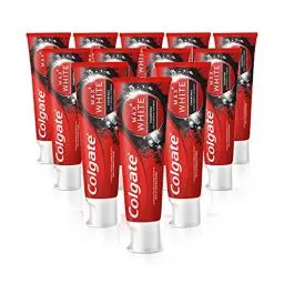 Produktbild: Colgate Zahnpasta Max White Charcoal 12x75ml - Zahncreme mit Aktivkohle, entfernt bis zu 100% der oberflächlichen Verfärbungen