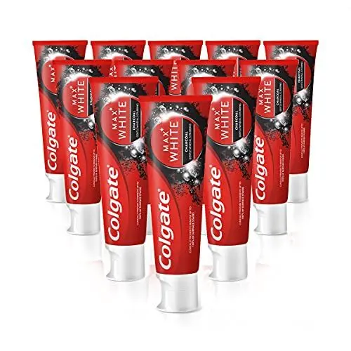 Produktbild: Colgate Zahnpasta Max White Charcoal 12x75ml - Zahncreme mit Aktivkohle, entfernt bis zu 100% der oberflächlichen Verfärbungen