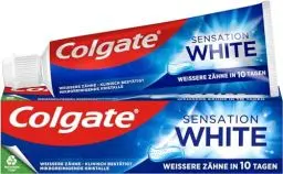 Produktbild: Colgate Zahnpasta Sensation White 12x75 ml – zahnschmelzschonende Entfernung von Oberflächenverfärbungen –Zahnaufhellung für anhaltend weiße Zähne