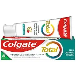 Produktbild: Colgate Zahnpasta Total Plus Gesunde Frische 75 ml – Zahnreinigung für einen gesunden Mund und 12 Stunden proaktiven Zahnschutz* – reinigt Zähne, Zahnfleisch, Wangen und Zunge
