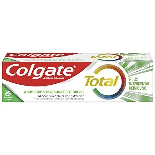 Produktbild: Colgate Zahnpasta Total Plus Interdentalreinigung 75ml - Zahncreme gegen Karies, Plaque. Reinigt die Zahnzwischenräume