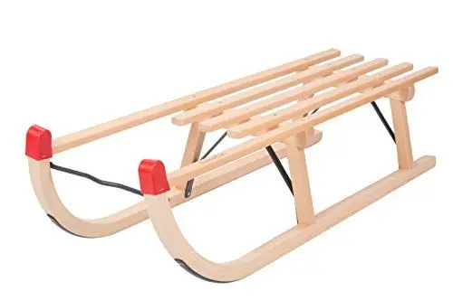 Produktbild: COLINT Davos Schlitten Holzschlitten traditionell Metall Strebe Holz Rodel Holzrodel
