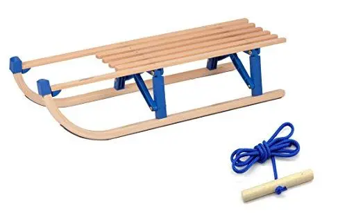 Produktbild: Colint Vt-Sport Klappschlitten Davos Mit Kunststoffbrücken Faltschlitten, Holz/Blau, 100 cm