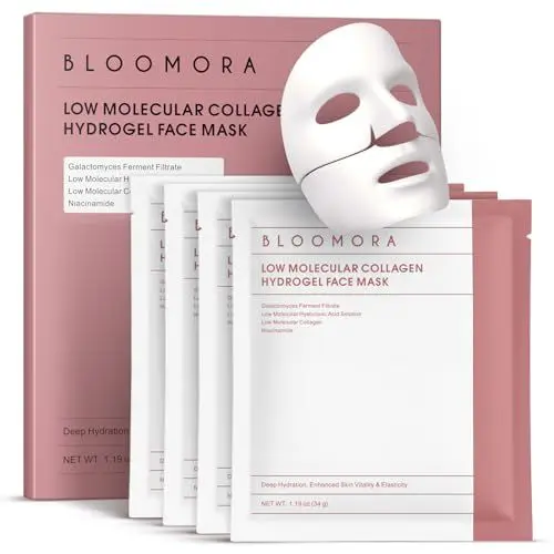 Produktbild: Collagen Maske Overnight, Hydrogel & Niedermolekulare Tiefen Kollagen Maske Overnight, Glass Skin Face Mask, Collagen Mask für Straffung, Elastizität & Feuchtigkeitsversorgung, Gesichtsmaske 34g*4Stk