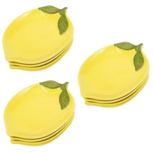 Produktbild: COLLBATH 12 Stk Zitronengeschirr Zitronenförmige Schale Zitronenförmiger Teller Zitronenförmige Teller Vorspeise-zitronen-teller Bonbonschale Zitronenschale Zuckerschüssel Yellow Keramik