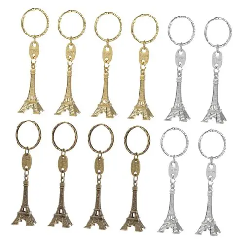 Produktbild: COLLBATH 12 Stücke Retro Eiffelturm Schlüsselanhänger Mini Schlüsselkettengold Silber und Bronze Perfekte Dekoration für Taschen und Schlüssel Ideal Souvenir