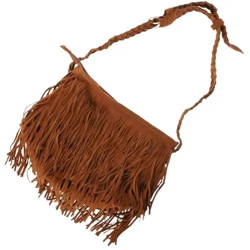 Produktbild: COLLBATH Leder Tote Quaste Schultertasche Damen Crossbody Bag Quaste Handtasche Damen Quaste Tasche in Hellbraun