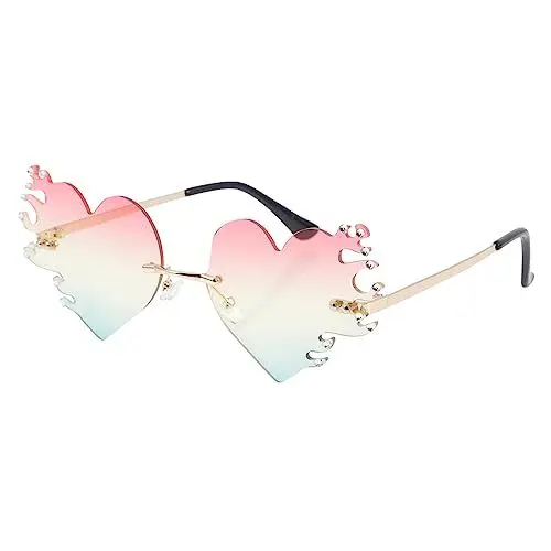 Produktbild: COLLBATH Herzförmige Flammen-sonnenbrille Rahmenlose Partybrille Für -requisiten