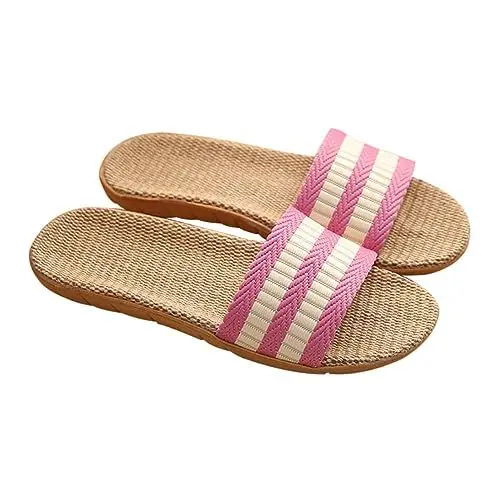 Produktbild: COLLBATH 1 Paar Leinen Hausschuhe Herrenhausschuhe Slipper Indoor-hausschuhe Sandalen Hausschuhe Für Frauen Kissen Hausschuhe Walpantoffeln Hausschuhe Memory-schaum Verstopft Faserseil Rosa