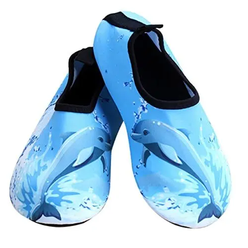 Produktbild: COLLBATH 1 Paar Outdoor-Schwimmschuhe Strand-Pool-Schuhe Strandschuhe Mit Delfinmuster Wasserschuhe Schnell Trocknend Wasserschuhe rutschfest rutschfeste Schuhe Kinder Strandschuhe Blue