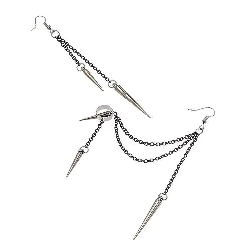 Produktbild: COLLBATH 1 Paar Punk Quaste Ohr stecker Tropfenohrringe Sterling lange Quastenohrringe Ohrstecker für Damen Ohrhänger gothic earrings punk ohrringe Punk-Ohrringe Ohr Zubehör Legierung Black