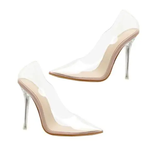 Produktbild: COLLBATH 1 Paar spitze High Heels Fersen Weiße Schuhe Sandalen mit Absatz Dame Sandalen transparente Sandalen Hochzeitspumps Brautsandalen Frauen Sandalen Bequeme Sandalen Sohle: Gummi