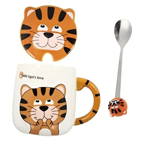 Produktbild: COLLBATH Tiger Keramiktasse Doppelwandig Auslaufsicher Leicht Zu Reinigen Für Tee Und Kaffee