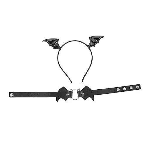 Produktbild: COLLBATH Elegantes Gothic-stirnband-set Mit Fledermauskragen Für Damen Halloween Cosplay Und Themen