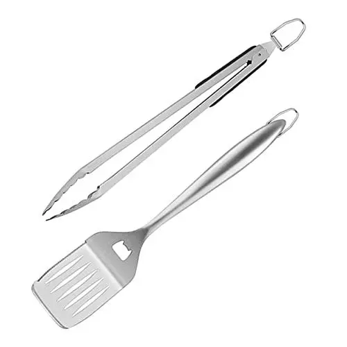 Produktbild: COLLBATH 1 Satz Grillwerkzeug backmatte backbrett kochplatte grill werkzeug Grillspachtel Camping-BBQ Outdoor-Zubehör Steakzange Grillen Küchenwaren Kochklemme Rostfreier Stahl Silver