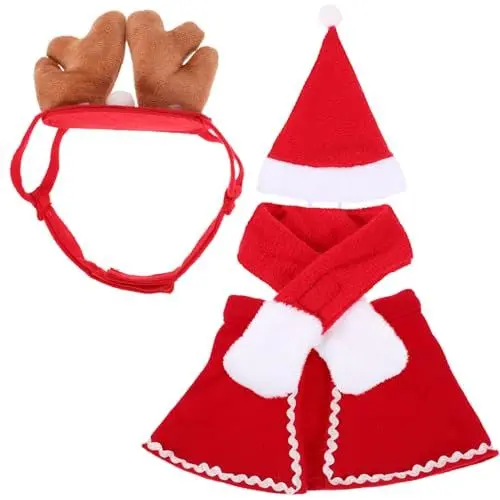 Produktbild: COLLBATH 1 Satz Partyverzierung für Haustier Wiederverwendbarer Katzenumhang Heimtierbedarf Weihnachten Kleidung weihnachtsbekleidung Cosplay Haustierumhang Weihnachtskatzenmantel Baumwolle