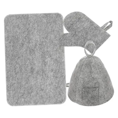 Produktbild: COLLBATH Komplettes Saunahut-handschuhmatten-set – Saunakappe Aus Filz Für Damen & Herren Haar- & Handschutz Badezubehör