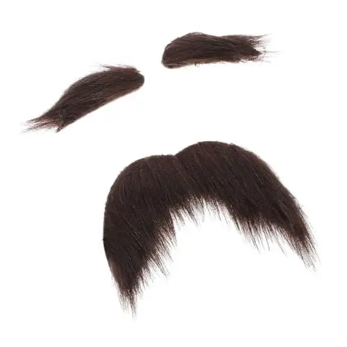 Produktbild: COLLBATH 1 Satz Man Costumes mit Falschem Schnurrbart und Augenbrauen Selbstklebende Cosplay Requisiten für Männer Ideal für Halloween Karneval und Themenpartys Echthaar Optik