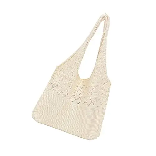 Produktbild: COLLBATH 1stück Hollow Design Frauen Tote Bag Leichte Gestrickte Umhängetasche Für Alltag Schule Strand Und Freizeitaktivitäten