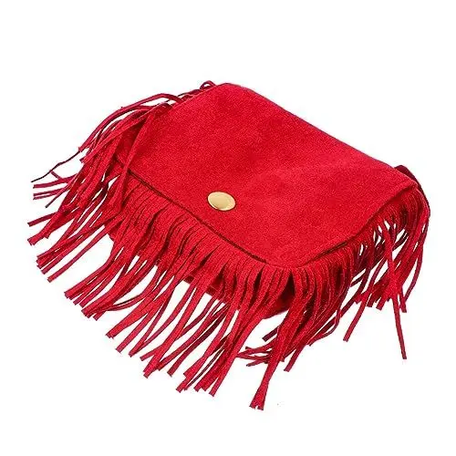 Produktbild: COLLBATH Rote Wildleder-kindertasche Einzelne Schulter-umhängetasche Quasten Robuste Geldbörse Für Mädchen