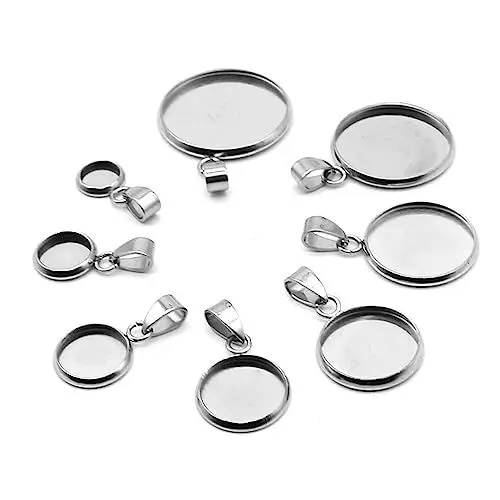 Produktbild: COLLBATH 20 Stücke Edelstahl Schmuck Trays Runde Lünette für Halsketten und Perfekt für Schmuckherstellung und Bastelprojektesilber