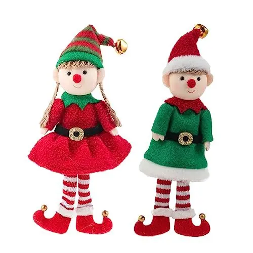 Produktbild: COLLBATH 2St Christbaumschmuck Elfen-Plüschtier-Ornamente Weihnachtselfe Puppe Weihnachtsplüschpuppe Weihnachts Figuren weihnachtsfigur Festival Elfenpuppen hängende Elfenpuppe Stoff