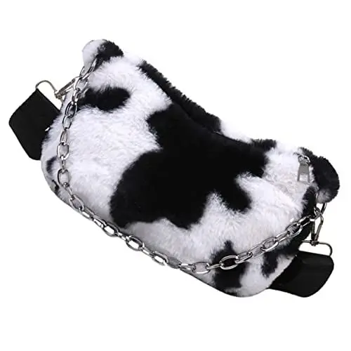 Produktbild: COLLBATH 2 Stück Einzigartige Tasche Mit Kuhmuster Plüsch-umhängetasche Tragetasche Mit Reißverschluss Handtasche Modisch Und Elegant