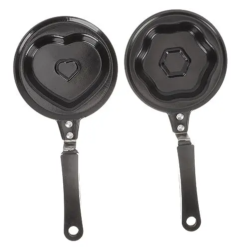 Produktbild: COLLBATH 2st Bezaubernd Geformte Bratpfanne Eierkocher Elektrisch Kleine Bratpfanne Für Eier Pfannkuchenpfanne Flache Bratpfanne Bratzubehör Eierkocher Pfanne Burger-pfanne Black Eisen