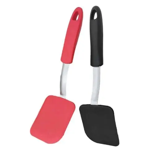 Produktbild: COLLBATH Silikon-pfannkuchenspatel-set 2-teilig Antihaftbeschichteter Bratspatel Mini-küchenutensilien Edelstahlgriff Wiederverwendbar