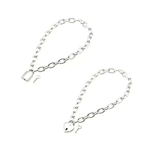 Produktbild: COLLBATH 2st Klobige Halskette Mode-halskette Hip-hop-halskette Einfacher Halsanhänger Hip-hop-halsschmuck Herzförmiger Halsanhänger Modischer Halsschmuck Legierungsmaterial Silver