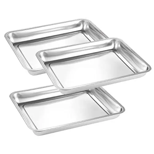 Produktbild: COLLBATH Rechteckiges Edelstahltablett Serviertablett Für Küche Ofenpfanne Grillteller Pastateller Vorspeisenteller Dessertschale Essteller Obsttablett Aufbewahrungstablett