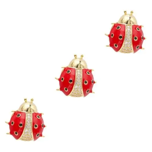 Produktbild: COLLBATH 3st Brosche Halskette Mantel Miniatur Abs Spinne Marienkäfer Schlüsselanhänger Broschüren Marienkäfer-geldbörsenanhänger Brustnadel Für Frauen Karikatur Marienkäfer Zubehör Golden