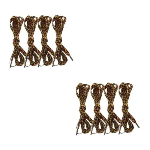 Produktbild: COLLBATH 4 Paare Schnürsenkel mit Leoparden muster modische Schuhbänder Laufschuhe für Damen Sneaker leopardenmuster braune schnürsenkel einzigartige Schnürsenkel Schuhe Zubehör Polyester