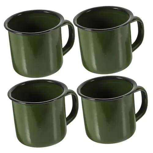 Produktbild: COLLBATH 4 Stück Emaille-Becher Kaffeebecher die chinesen water glasses kaffeetermosbecher Reisekaffeetasse Teetassen aus Emaille Espressotassen Espresso Saftbecher Retro-Teetasse
