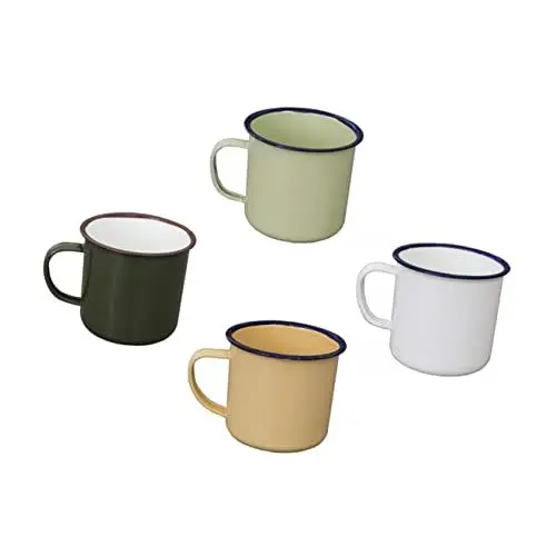 Produktbild: COLLBATH 4 StüCk Emaille Tassen Set Vintage Stil Trinkbecher FüR Wasser Tee Und GeträNke Nostalgisches Design FüR Zuhause BüRo Und Garten Bunte Auswahl
