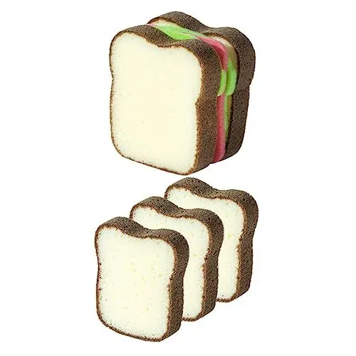 Produktbild: COLLBATH 4 Stück Reinigungsschwämme Geschirrtücher Für Die Küche Falsches Brot Schwämme Zum Geschirrspülen Wiederverwendbare Spülschwämme Lustige Schwämme Handtuch Schwamm Toast