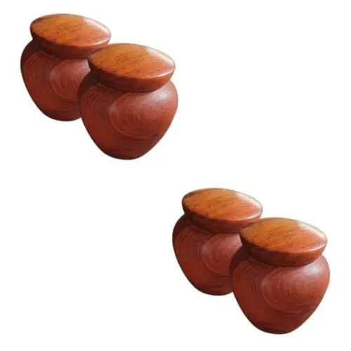 Produktbild: COLLBATH 4 Stück luftdichte Dose aus Holz Tierurnen für Hundeasche Einäscherung Deckel Krug Mini-Urne mini urne kleine Urnen für menschliche Asche erwachsene Frau Mini-Andenken-Urne hölzern