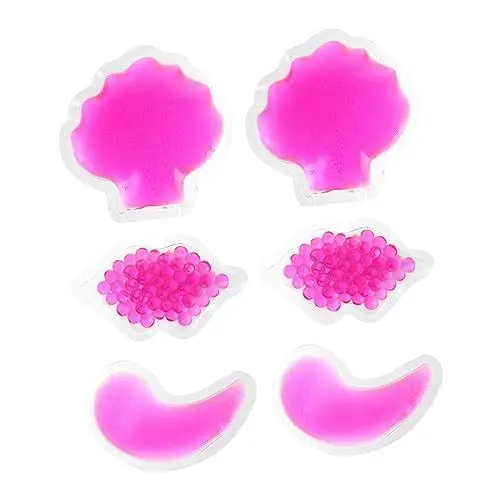 Produktbild: COLLBATH 6Er Packungen Beauty-Gel-Eisbeutel Lippenpads Augen-Gel-Pads Kühlende Augenmaske zum Schlafen Perlenauflage gelenkschmerzen kühlung slack Gesichts-Gel-Pad Therapiekompresse PVC rot