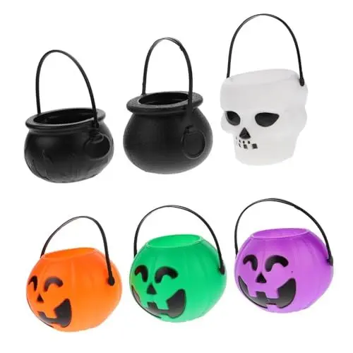 Produktbild: COLLBATH 6st Halloween-süßigkeitsglas Kürbislaternen-eimer Kürbis-süßigkeiten-halloween-aufbewahrung Kesseltopf Halloween Süßes Oder Saures Spielzeug Kürbis-süßigkeiten-eimer Plastik