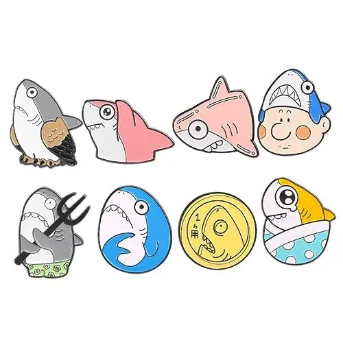 Produktbild: COLLBATH 8 Stück Hai Brosche Für Rucksäcke Brosche Für Damen Anstecknadel Metallbroschen Kragennadel Brosche Schöne Brosche Cartoon Muster Cartoon Brosche