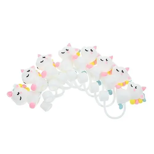 Produktbild: COLLBATH 8stücke Einhorn Silikon Strohhalm Abdeckung Dekorative Strohstopfen Für Staubschutz Wiederverwendbare Silikon Kappen Für Trinkhalme Leicht Und Langlebig Für Erwachsene