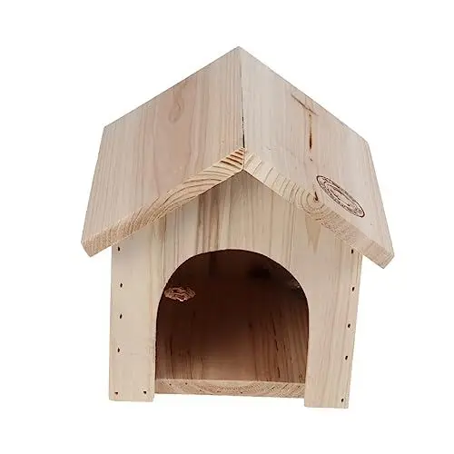 Produktbild: COLLBATH Biss-Chalet im Freien Kaninchen Hamster Stall Holzhaus für Nagetiere Holzhaus für Kleintiere Eichhörnchen-Chalet hölzernes Nest Haustierbedarf Dreieck-Chalet Bambus